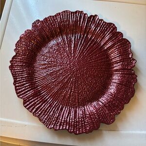 8count Round Charger Plates 13" in Burgundy with Reef Design
